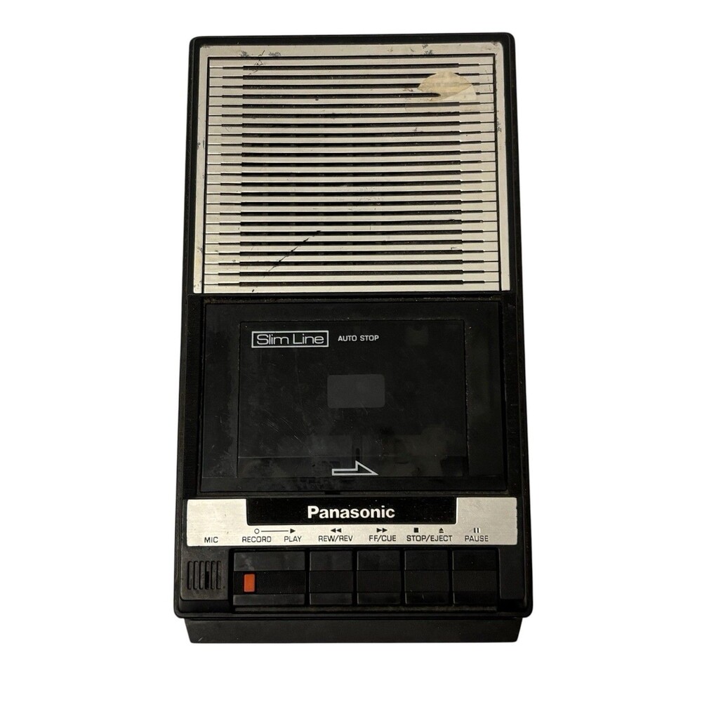 Panasonic Slim Line RQ-2103 Cassette Recorder Black AC/DC Auto Stop One Touch